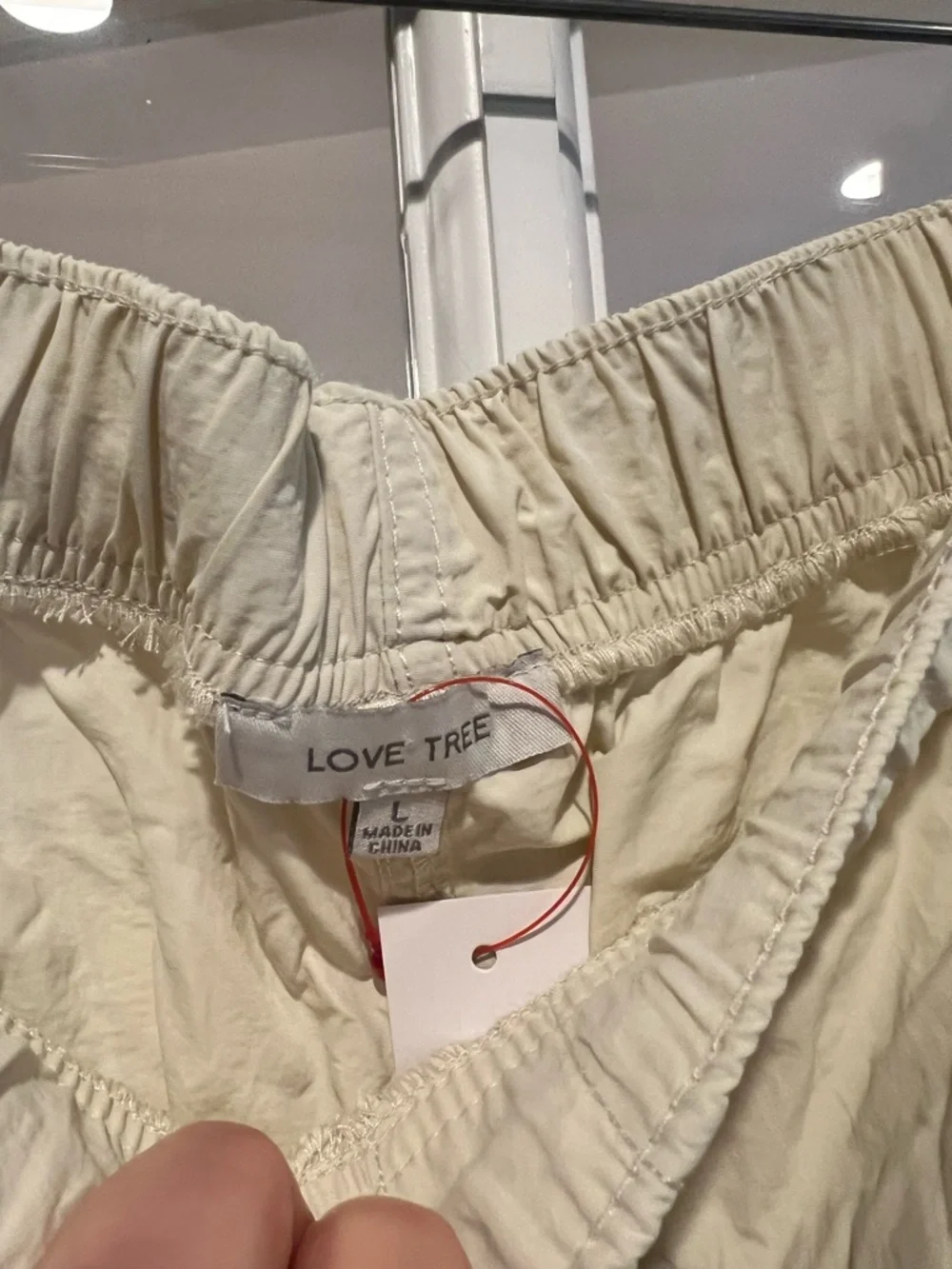 Love Tree Cream Elastic-Waist Pull-On Pants